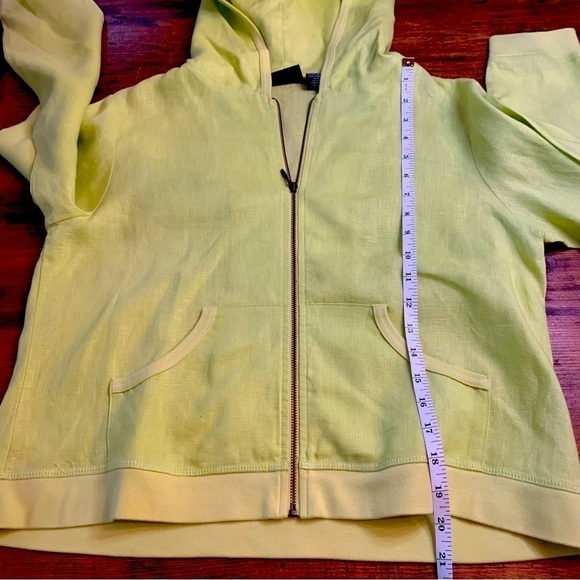 Relativity Linen Hooded Lime Green Cropped Zip Up Jacket Sz MP - Picture 3 of 4